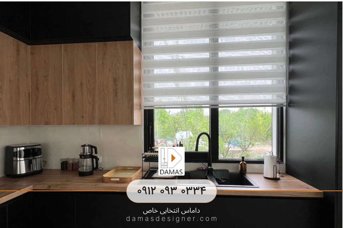 سفارش کابینت مدرن مشکی و چوب در کرج